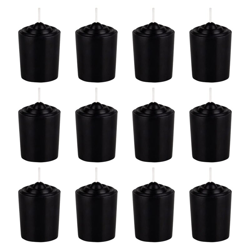 Mega Candles 12 pcs Unscented Black Votive Candles, Hand Poured Wax Candle 15 Hours 1.5 Inch x 2.25 Inch, Home DÃ©cor, Wedding Receptions, Centerpieces, Occasions, Events, Meditations, Holders - Image 1